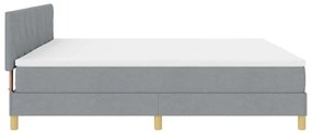 Cama Box Spring com Colchão e LED Cinza Claro 200x200 cm Tecido