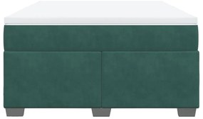 Cama com molas/colchão 160x200 cm veludo verde-escuro