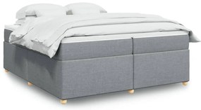 vidaXL Cama com molas/colchão 200x200 cm tecido cinza-claro