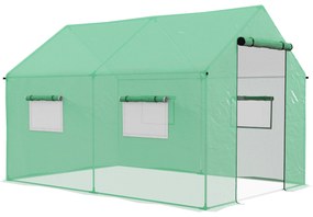 Outsunny Estufa tipo Túnel 2x3x2 m Estufa de Exterior com 4 Janelas de Malha e Porta com Fecho de Correr Estufa para Cultivos Anti UV Verde | Aosom Portugal