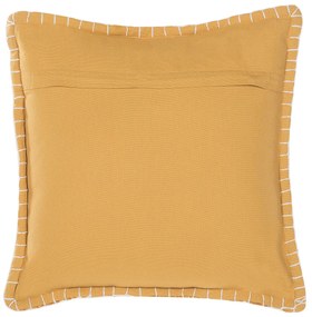 Almofada decorativa algodão e viscose amarela com relevo 45 x 45 cm KAVALAM Beliani