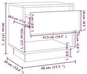 Mesas cabeceira 2 pcs 45x34x44 cm contrapl. carvalho castanho