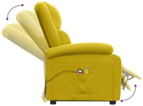 Poltrona de massagens elevatória veludo amarelo