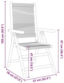Cadeiras de jardim reclináveis 6 pcs acácia maciça cinzento