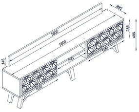 Móvel de TV Sehpası – 180 x 48,6 x 29,5 cm | Estilo Oriental e Funcion