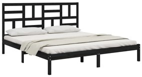 Estrutura de cama 200x200 cm madeira maciça preto
