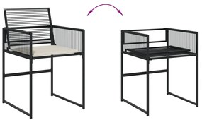 9 pcs conjunto de jantar p/ jardim c/ almofadões vime PE preto