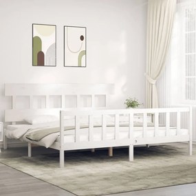 Estrutura cama Super King Size c/ cabeceira madeira branco