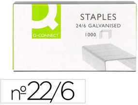 Agrafes Q-Connect Galvanizados 22/6 24/6 Caixa 1000 Unidades