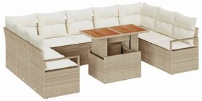 Sofá de Jardim Modular de 10 Peças da com Almofadas Beiges em Rattan S