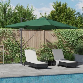 vidaXL Guarda-sol Roma Articulado com LEDs Verde 352x251x265 cm Alumínio