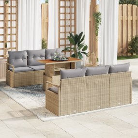 Conjunto de Sofás de Jardim vidaXL de 7 Peças com Almofadas em Rattan