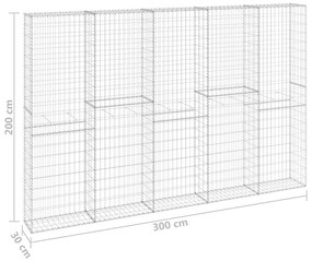 Muro gabião com tampas aço galvanizado 300x30x200 cm
