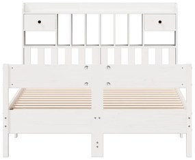 Cama com estante sem colchão 140x190 cm pinho maciço branco