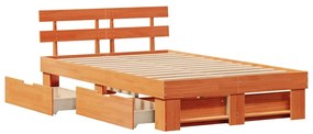 Cama com Gavetas - Castanho Encerado 135 x 190 cm Madeira de Pinus Sól