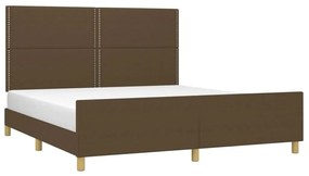 Estrutura de cama 160x200 cm tecido castanho-escuro