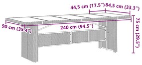 9 pcs conjunto bistrô de jardim c/ almofadões vime PE castanho