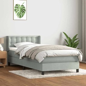 vidaXL Cama com molas/colchão cinzento-claro 80x210 cm veludo