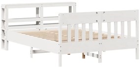 Cama sem colchão 120x190 cm madeira de pinho maciça branco