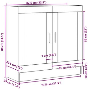 Estante de Livros vidaXL em Preto Carvalho 82,5x30,5x80 cm em Madeira