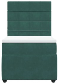 Cama com molas/colchão 90x190 cm veludo verde-escuro