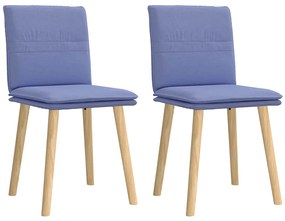 Cadeiras de jantar 2 pcs Jeans Tecido Azul
