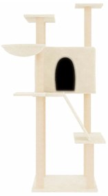 Árvore para gatos c/ postes arranhadores sisal 143 cm cor creme