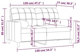 Sofá 2 lugares + almofadas decorativas 120 cm tecido cor creme