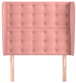 Cabeceira de cama c/ abas veludo 83x23x118/128 cm rosa