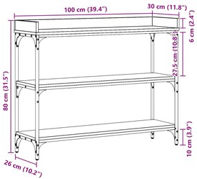 Mesa de Console vidaXL Madeira Velha 100x30x80 cm Madeira Ingenheirada