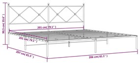 Estrutura de cama com cabeceira 200x200 cm metal branco