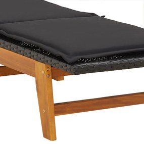 Espreguiçadeiras com almofadões 2 pcs vime PE e acácia maciça