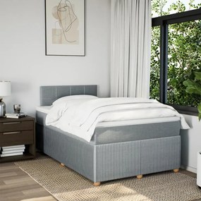 Cama boxspring com colchão 120x190 cm tecido cinzento-claro