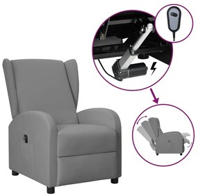 vidaXL Poltrona reclinável elétrica couro artificial cinza