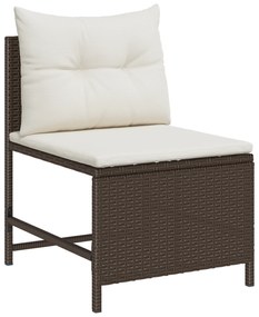 Conjunto de Sofá para Exterior Castanho e Creme