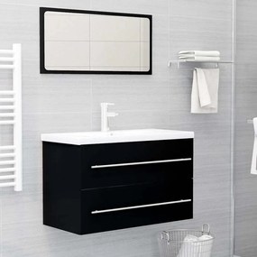vidaXL 2 pcs conjunto de móveis de casa de banho contraplacado preto