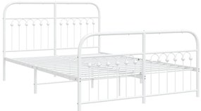 Estrutura de cama com cabeceira e pés 140x190 cm metal branco