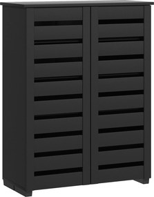 HOMCOM Sapateira de 5 Níveis com 4 Prateleiras Ajustáveis e Portas com Ripas, em Madeira, 76x33Px98 cm, Preto | Aosom Portugal