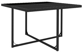 9 pcs conjunto jantar exterior com almofadões vime PE preto