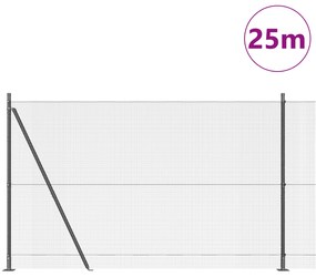 Cerca de Arame Soldado com 13 Postes Flangeados Cinza 1.6x2.5 m Aço