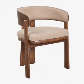 Cadeira De Jantar Em Madeira De Carvalho E Estofada Olea Signature Carvalho Escuro Castanho & Tecido Castanho Bombon - Sklum