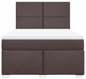 Cama com molas/colchão 140x200 cm tecido castanho-escuro