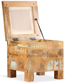 Banco de arrumação em madeira recuperada maciça 40x40x45 cm
