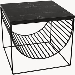 Mesa de apoio com suporte para revistas e tampo em mármore Sino
