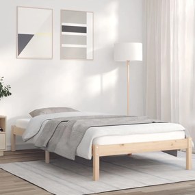 vidaXL Estrutura de cama de solteiro pequena 75x190 cm pinho maciço