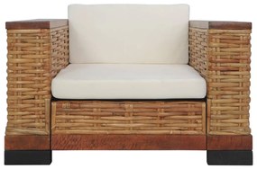 2 pcs conjunto de sofás com almofadões vime natural castanho