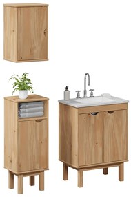 vidaXL 3 pcs conj. de móveis p/ casa de banho OTTA pinho maciço