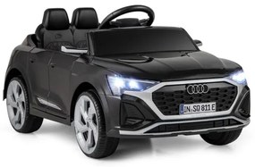 Carro elétrico para crianças Audi SQ8 licenciado de 12 V com controlo remoto Buzina Luzes LED Música 3 velocidades Arranque suave Preto
