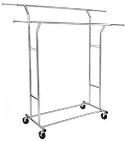 Cabideiro metálico de alta resistência com rodas para roupas | SONGMICS | 169 x 55 x 172 cm | prata | HSR12S.