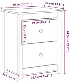 Mesa de cabeceira 50x35x61,5 cm madeira de pinho maciça